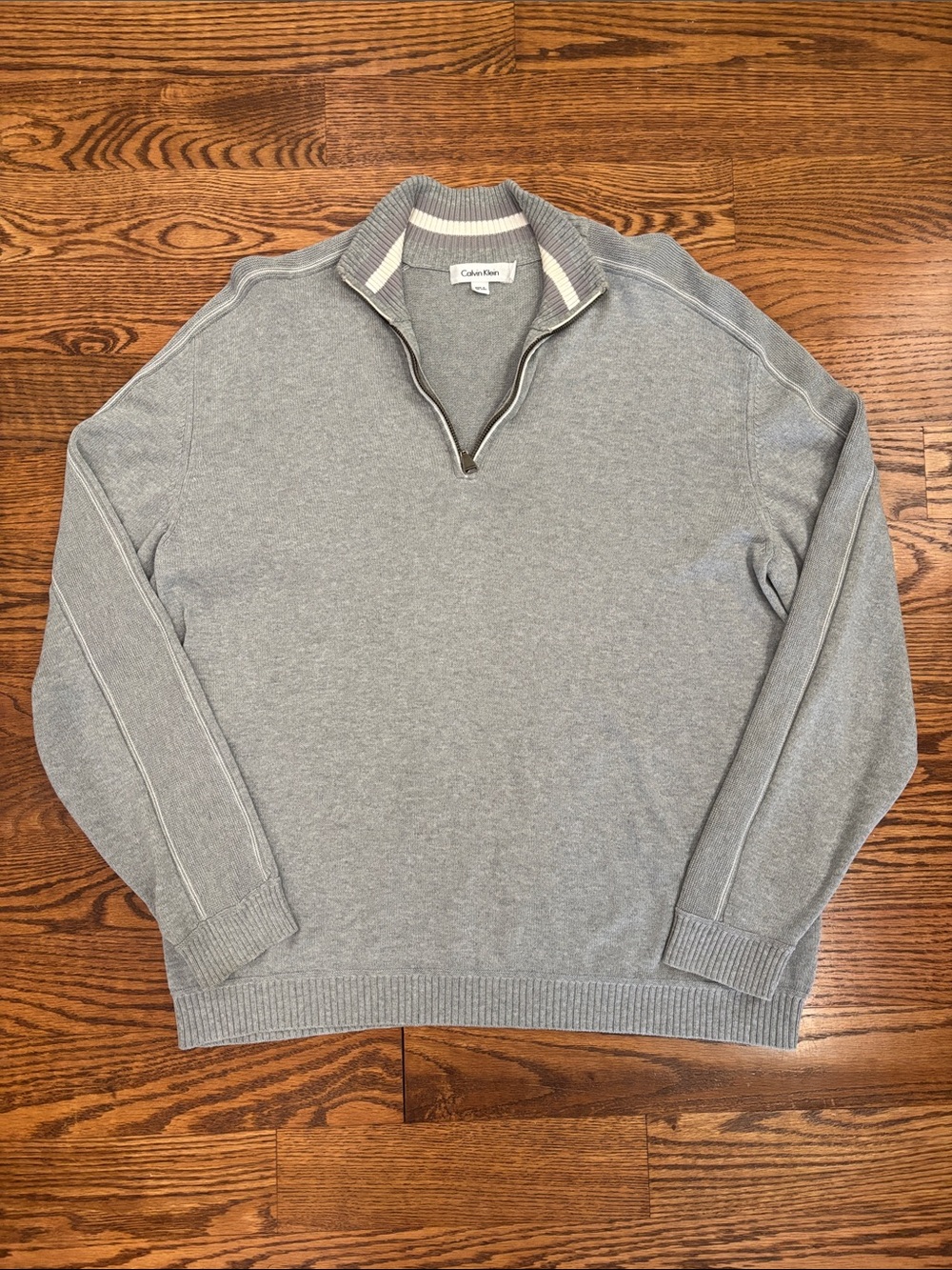 Calvin Klein zip-up mock neck cotton sweater